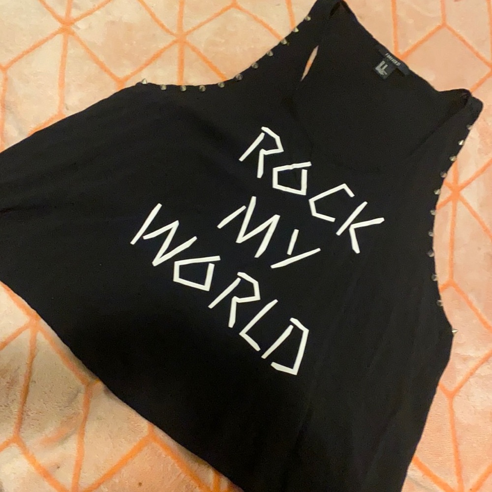 Rock My World tank top with spikes on the side. Size M